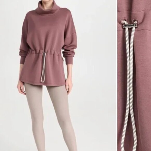 Varley Freya Sweatshirt Funnel Neck Cinch Waist Long Sleeve Rose Brown Small - Picture 1 of 12